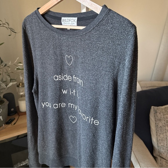 Wildfox Women’s Graphic Gray Jumper Aside From Wifi You Are My Favorite Size M - Picture 4 of 13